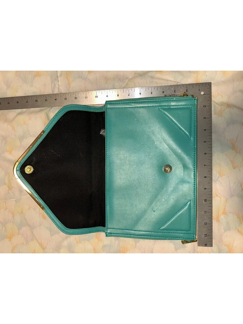 BCBG Generation Turquoise Leather Clutch Purse Vintage Y2K